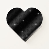 Chic faux Silver Glitter Burgundy Black monogram N Notitieboek (Achterkant)