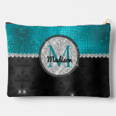 Chic faux Silver Glitter Turquoise Black monogram Etui (Achterkant)