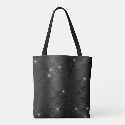 Chic faux Silver Glitter Turquoise Black monogram Tote Bag (Achterkant)