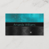 Chic faux Silver Glitter Turquoise Black monogram Visitekaartje (Voorkant)