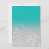 Chic faux Silver Glitter turquoise ombre Sweet 16 Kaart (Achterkant)