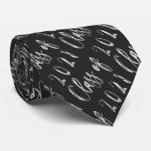 Chic Faux Silver Grey Script Class of 2021 Black Stropdas (Opgerold)