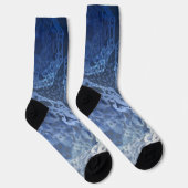 Chic Faux Silver Navy Blue Ornamental Sokken (Rechts)