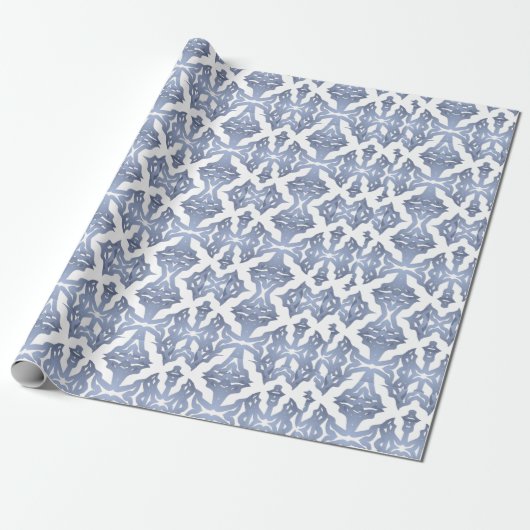Chic Faux Silver Ornamental Pattern Cadeaupapier (Uitgerold)