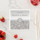 Chic Faux Silver Sequins Diamonds Wedding Servetten (Insitu)