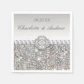 Chic Faux Silver Sequins Diamonds Wedding Servetten (Voorkant)