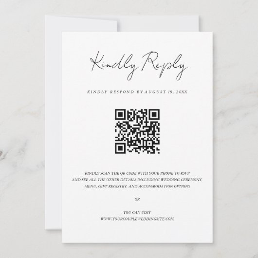 Chic Faux Vellum Effect Foto Weddenschap QR Code R Kaart (Achterkant)