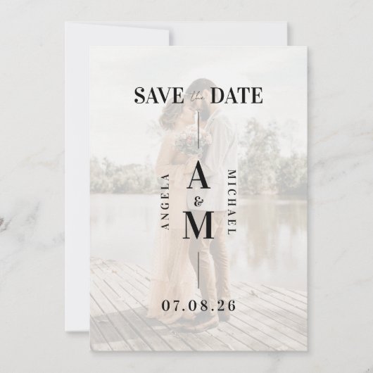 Chic Faux Vellum Photo Wedding Save the Date (Voorkant)