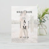 Chic Faux Vellum Photo Wedding Save the Date (Staand voorkant)