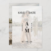 Chic Faux Vellum Photo Wedding Save the Date (Voorkant / Achterkant)