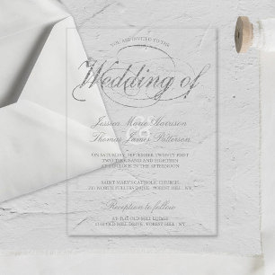 Chic Faux Zilveren Folie Script Wedding Acryl Uitnodigingen