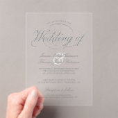 Chic Faux Zilveren Folie Script Wedding Acryl Uitnodigingen (Insitu (Draagbaar))
