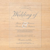 Chic Faux Zilveren Folie Script Wedding Acryl Uitnodigingen (Voorkant)