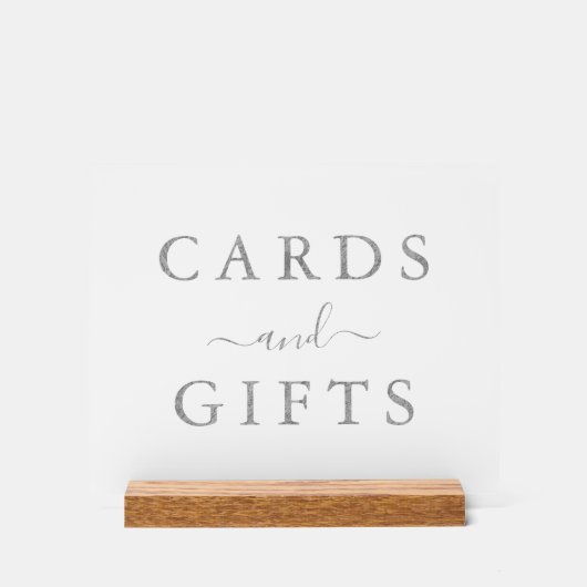 Chic Faux Zilveren Folie Trouwkaarten & Geschenken Acryl Bord (Voorkant)