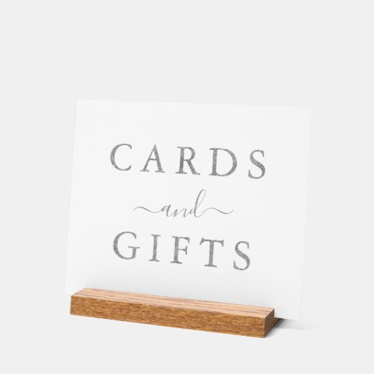 Chic Faux Zilveren Folie Trouwkaarten & Geschenken Acryl Bord (Hoek)