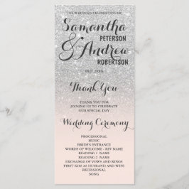 Chic faux zilveren glitter ombre Wedding Program Programmakaart