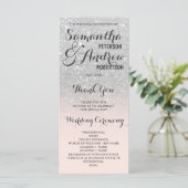 Chic faux zilveren glitter ombre Wedding Program Programmakaart (Staand voorkant)