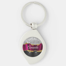 Chic faux zilverglitter Fuchsia zwart monogram