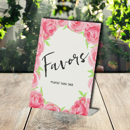 Chic Favors Pink Roses Vrijgezellenfeest Reclamebord Met Voetstuk
