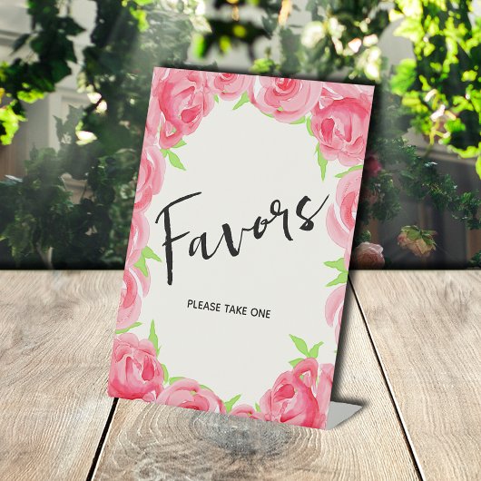 Chic Favors Pink Roses Vrijgezellenfeest Reclamebord Met Voetstuk