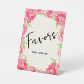 Chic Favors Pink Roses Vrijgezellenfeest Reclamebord Met Voetstuk (Voorkant)