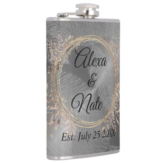 Chic Feathers Floral Wreath Wedding Heupfles (Rechts)