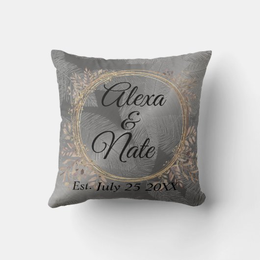 Chic Feathers Floral Wreath Wedding Kussen (Achterkant)