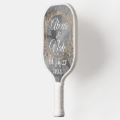 Chic Feathers Floral Wreath Wedding Pickleball Paddle (Links)