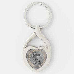 Chic Feathers Floral Wreath Wedding Sleutelhanger