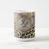 Chic Feathers met Leopard Print Monogram Koffiemok (Center)