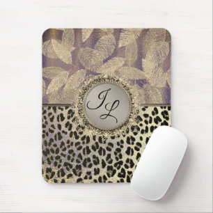 Chic Feathers met Leopard Print Monogram Muismat