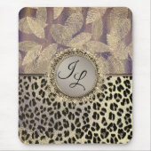 Chic Feathers met Leopard Print Monogram Muismat (Voorkant)