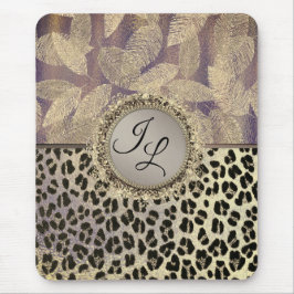 Chic Feathers met Leopard Print Monogram Muismat