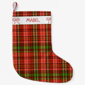 Chic feestelijk rood groen geplakt kerstpatroon kleine kerstsok (Voorkant)