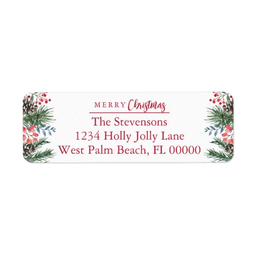 Chic Feestelijke Holly Berries Vrolijk Kerstfeest  Etiket (Voorkant)