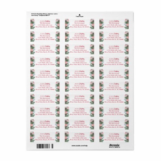 Chic Feestelijke Holly Berries Vrolijk Kerstfeest  Etiket (Full Sheet)