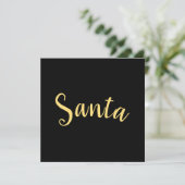Chic feestelijke moderne Santa Script zwarte achte Feestdagenkaart (Staand voorkant)