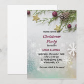 Chic Feestelijke Pine Berry Christmas Party Kaart (Voorkant / Achterkant)