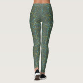 Chic Feldgrau en Blauw Geel Fractuur Patroon Leggings (Achterkant)