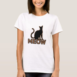 Chic Feline Charm - Bruin 'MEOW' Cat Silhouet T-shirt