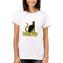 Chic Feline Charm - ‘MEOW’ Cat Silhouet T-shirt