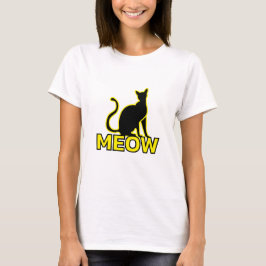 Chic Feline Charm - ‘MEOW’ Cat Silhouet T-shirt