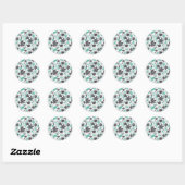 Chic Feminine Blauwgroen Grey Floral Pattern Ronde Sticker (Vel)