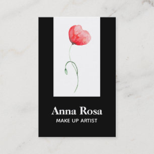 *~* Chic Feminine Floral Modern Elegant Red Poppy Visitekaartje