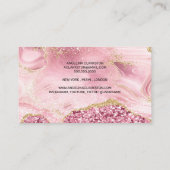 Chic Feminine Gold Pink Glitter Marble Agate Visitekaartje (Achterkant)