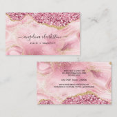 Chic Feminine Gold Pink Glitter Marble Agate Visitekaartje (Voorkant / Achterkant)