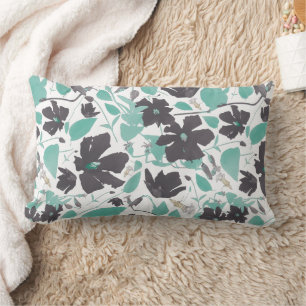 Chic Feminine Grey Blauwgroen Floral Pattern Kussen