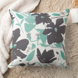 Chic Feminine Grey Blauwgroen Floral Pattern Kussen
