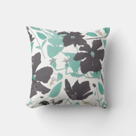 Chic Feminine Grey Blauwgroen Floral Pattern Kussen