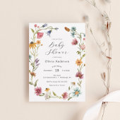 Chic Feminine Wilde Baby shower Invitation Kaart